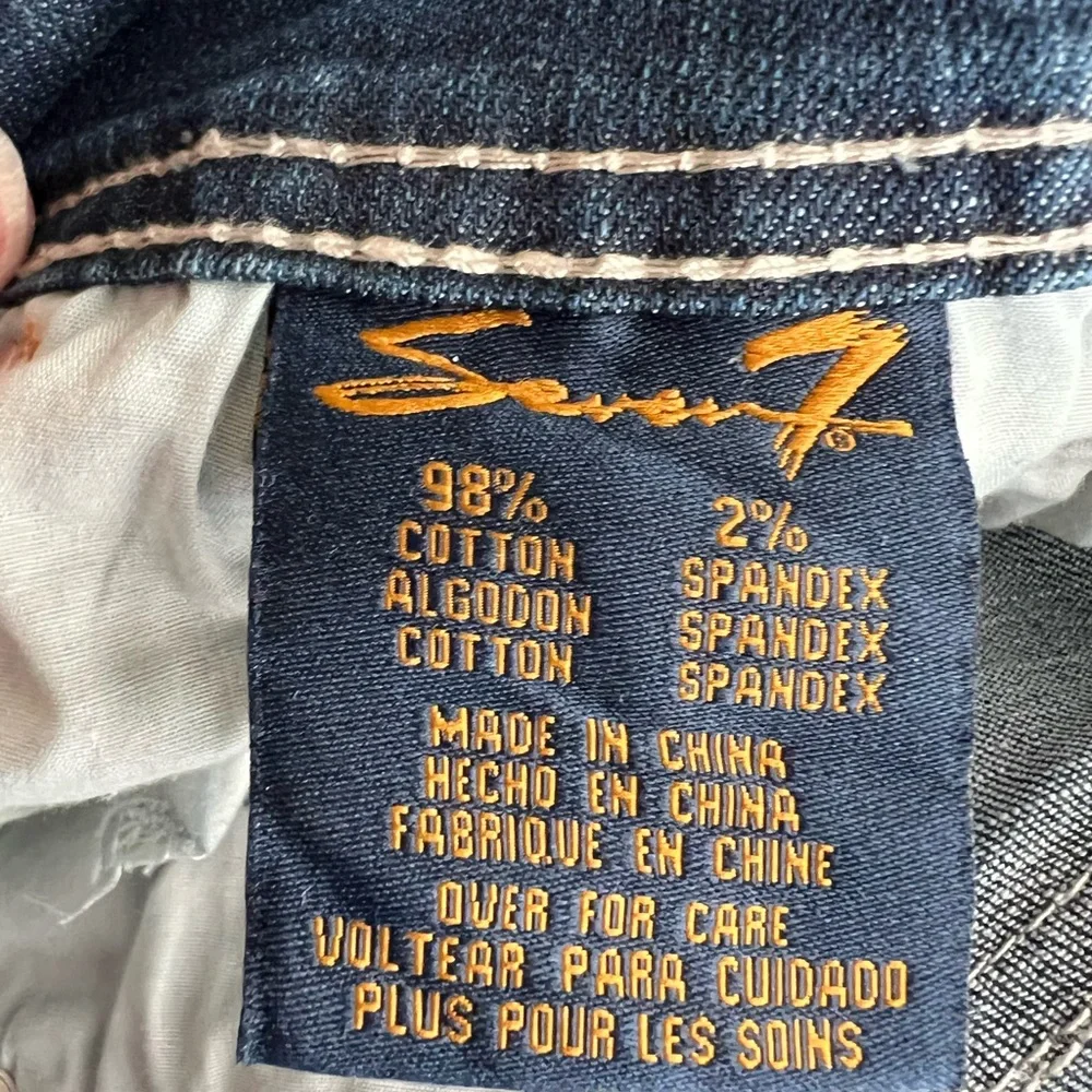SEVEN7 DENIM RIPPED LONG SHORTS TRADITIONAL‎ 5 POCKET EMBROIDERY COTTON STRETCH